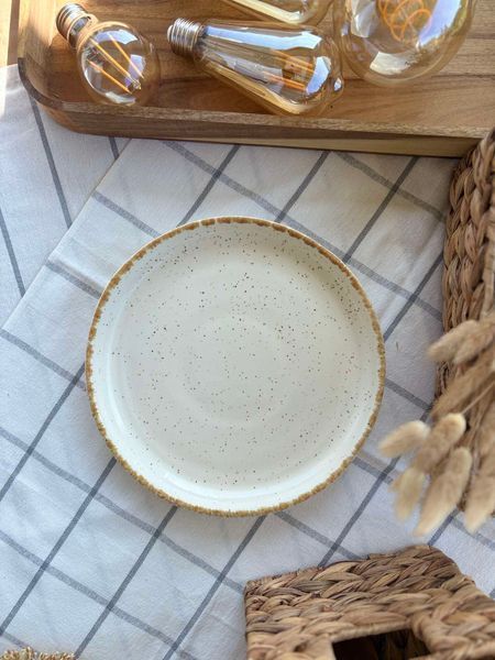 Тарілка Кругла з бортиком 22 см Cream Коричневий Лофт 01013 фото